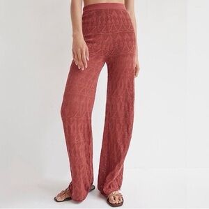Anthropologie High-Rise Pointelle Crochet Wide-Leg Knit Pants Valentine's Day